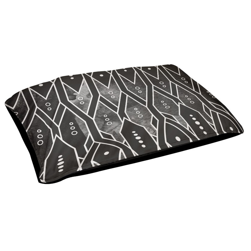 Coussin décoratif trellis, Petit (L 18 po x l 28 po), Noir, Utilisation intérieure/extérieure