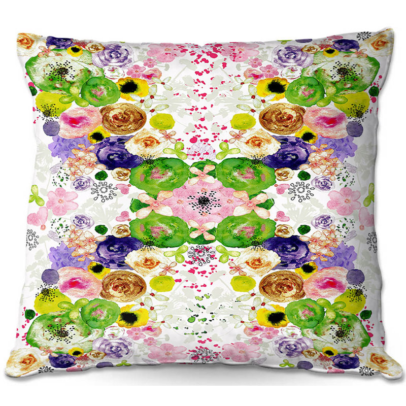 Floral Reversible Throw Pillow, 18" x 18", Gray/Pink