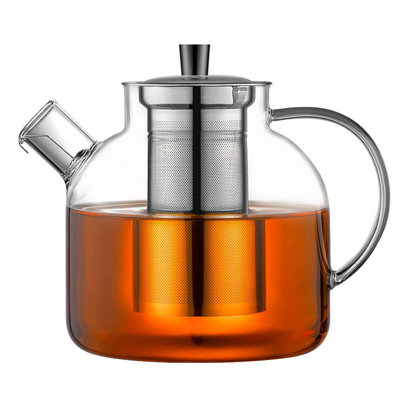 1500Ml(50Oz) Glass Teapot With Removable Infuser, Stovetop Safe Large Tea Pot, Blooming And Loose Leaf Hand Crafted Kettle