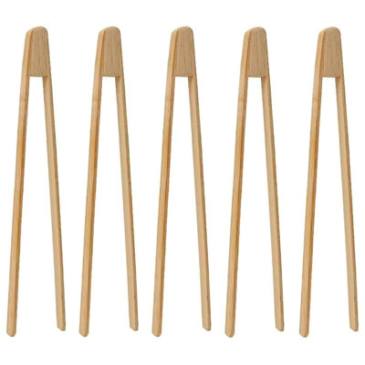 5 Pcs Bamboo Toast Tongs，toaster Tongs，non-stick Heat Resistant, Environment-friendly