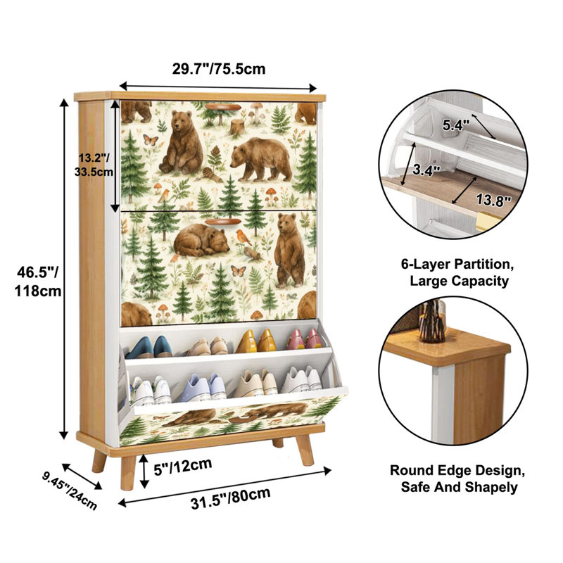 Rangement à chaussures avec 3 tiroirs rabattables pour rayure tigre, Taille 6: 9,5 po x 29,7 po x 51,5 po, Couleur 6