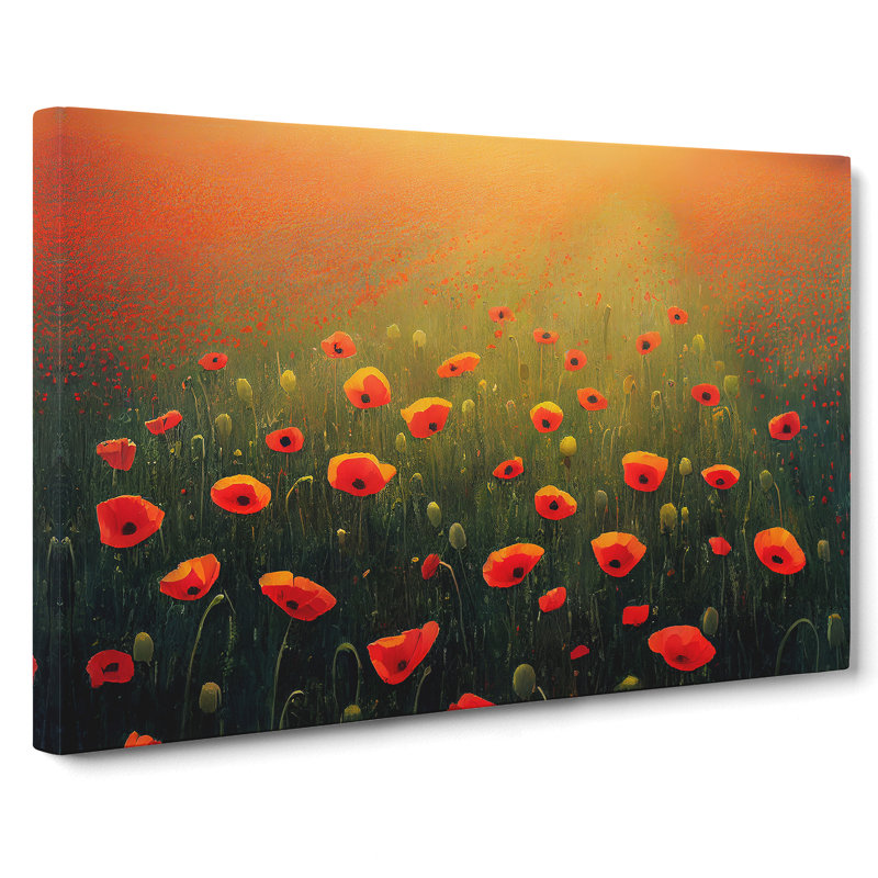 Exhilarating Poppy Field Flowers - Wrapped Canvas, 50cm H x 76cm W x 3cm D