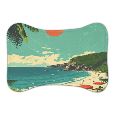 Old-School Hawaiian Beach - Bone Shape Feeding Mat