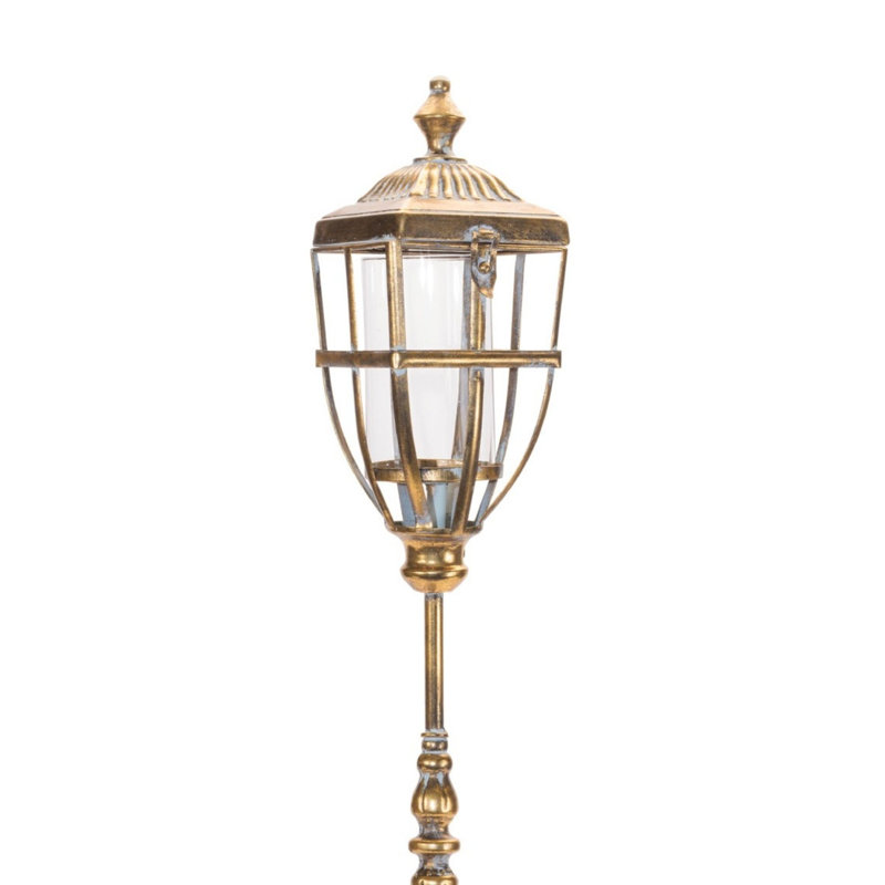 Distressed Metal Lantern Post with Glass Insert 36"H, 36"H