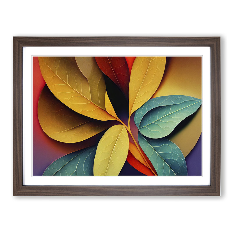 Colourful Leaves - Painting, Walnut Framed, 46cm H x 64cm W x 2cm D