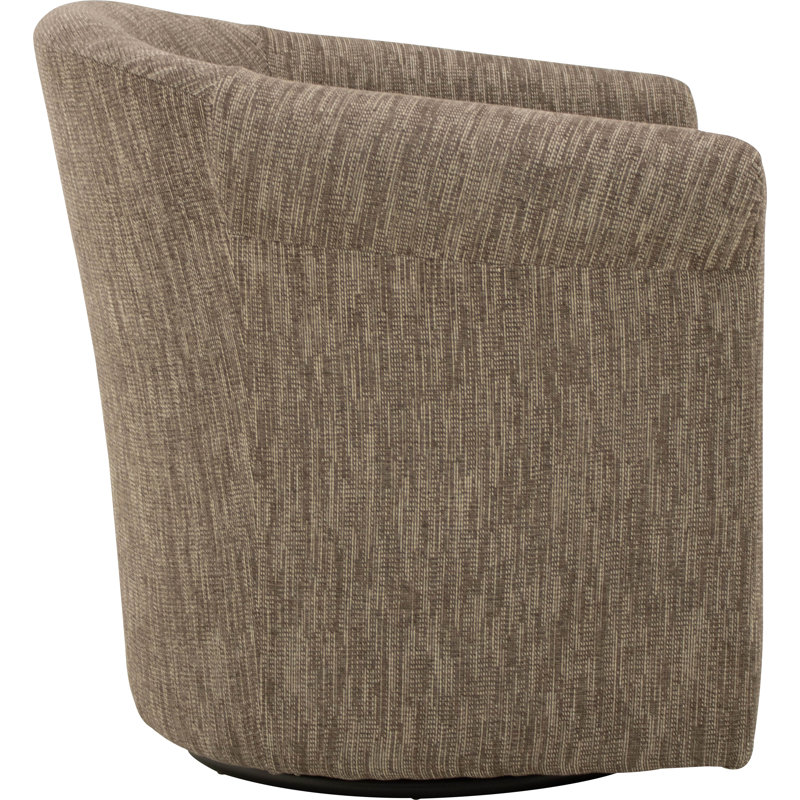 Anstett Upholstered Swivel Barrel Chair, Hapden Mocha 100% Polyester