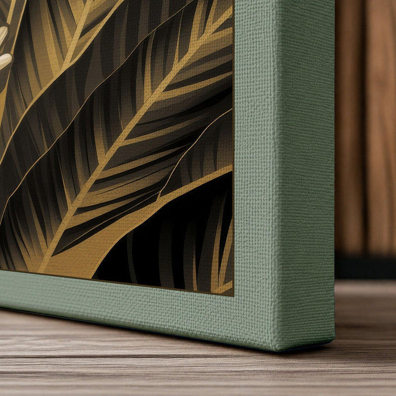 Fan Plant in Green Botanical 1 Piece Wrapped Canvas Wall Art, 30x20 - 76.2 x 50.8 cm, Sage Border