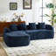 Canapé en forme de L en chenille bleu foncé avec éponge hautement élastique, accoudoirs courbés et quatre coussins décoratifs pour plus de confort et de style-1658638439
