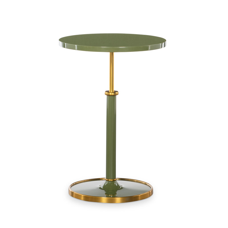 Olsen Brass Pedestal End Table, Moss