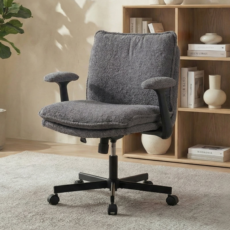 Criss Cross Office Chair with Lumbar Support & Flip-Up Armrests, Gray