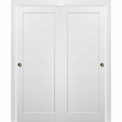 Quadro Paneled Manufactured Wood Finish Sliding Closet White Doors -  SARTODOORS, 4115DBD-WS-48