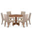 Ensemble de table de salle à manger 7 pièces comprenant une table en bois et une chaise de salle à manger en tissu de lin brun clair 6 lumières avec dossier rembourré - noyer antique-1502561143-1483835824