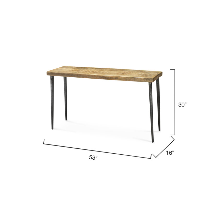 Farmhouse 16'' W Solid Wood Console Table, Black, Natural