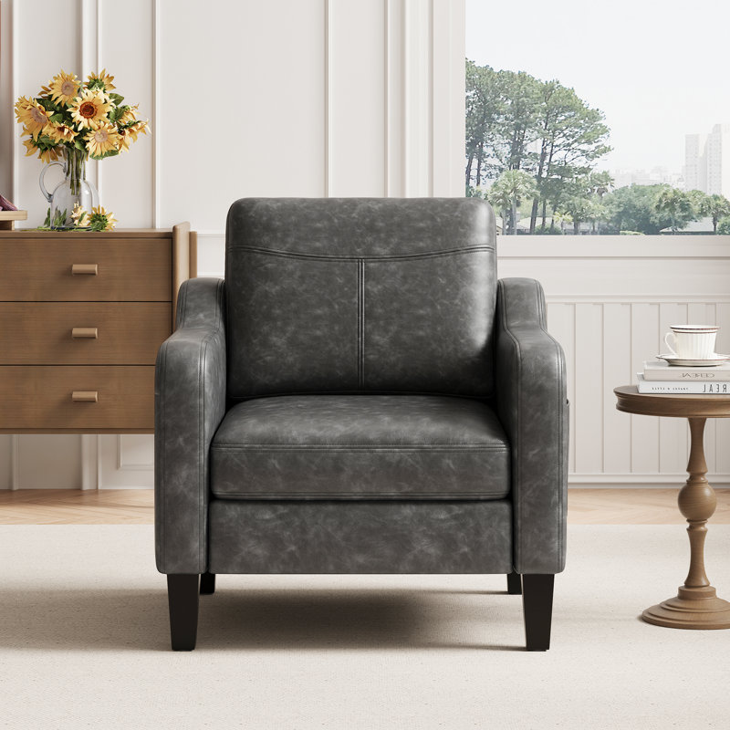 Fauteuil en cuir synthétique Lambertville, Noir