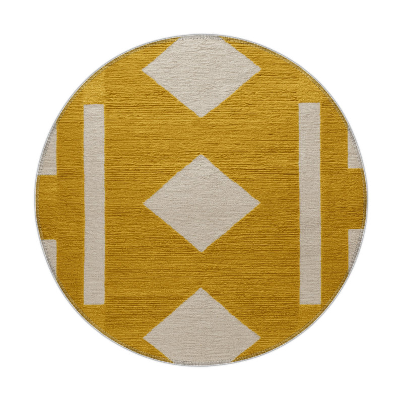 Tapis d'intérieur et d'extérieur à carreaux brun, Rond 5 pi