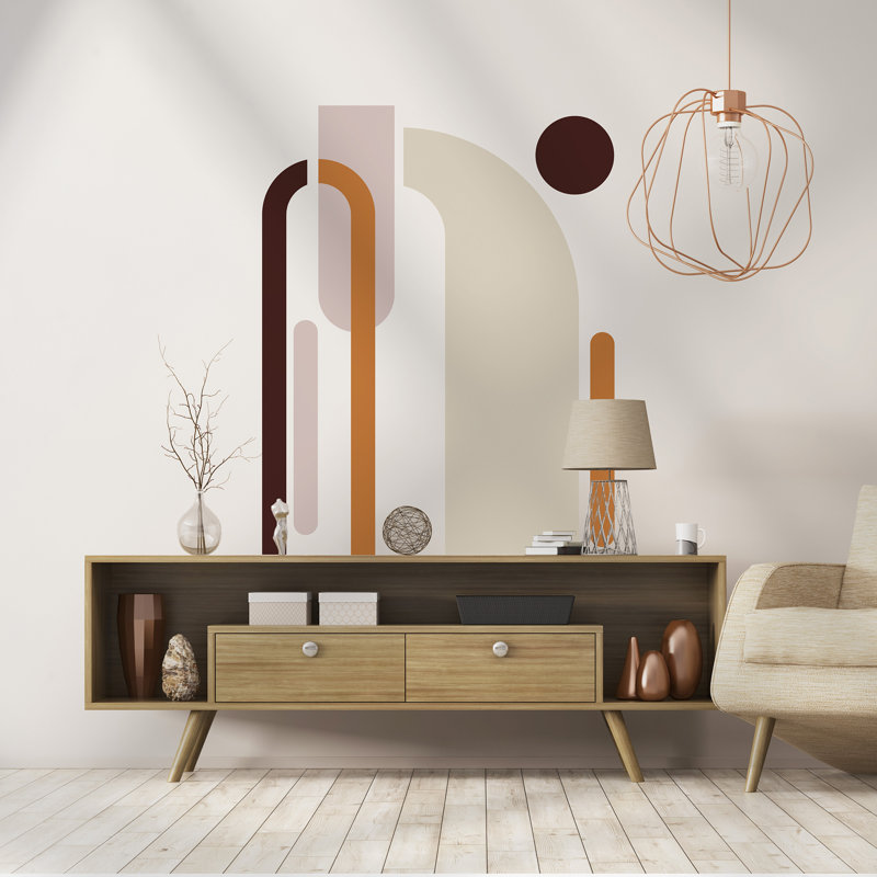 Neutral and Orange Arch Geometric Peel and Stick Wall Decals