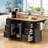 56-Inch Rolling Kitchen Island with Drop Leaf, Power Outlet, 6 Drawers, and Embossed Vertical Stripe Barn Doors for Flexible Storage and Workspace.-280134953
