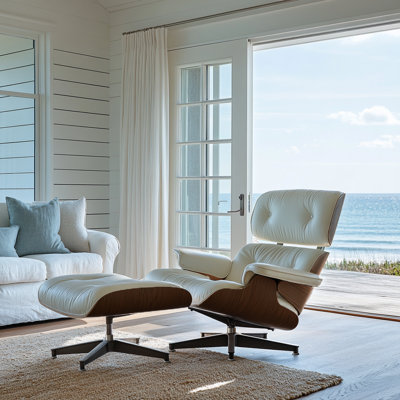 Swivel Accent Chair With Ottoman In Top Grain Leather