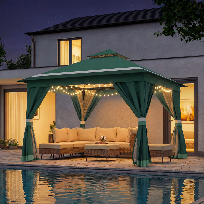 Pavillon de jardin en acier, 10 x 10 pi, GREEN GRADIENT (NOUVEAU)