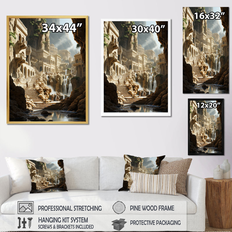 "Datra", art du pèlerinage Hadj IV, reproduction d'art sur toile, H 32 po x l 16 po x P 1 po, Cadre naturel flottant
