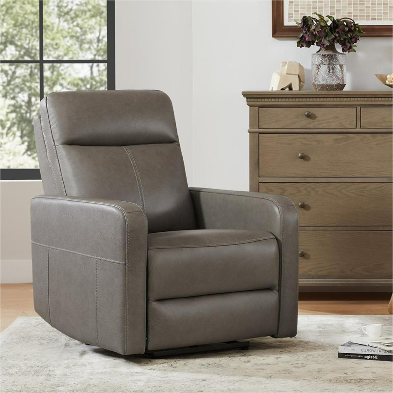 Fauteuil inclinable électrique en cuir véritable Leena, Taupe York