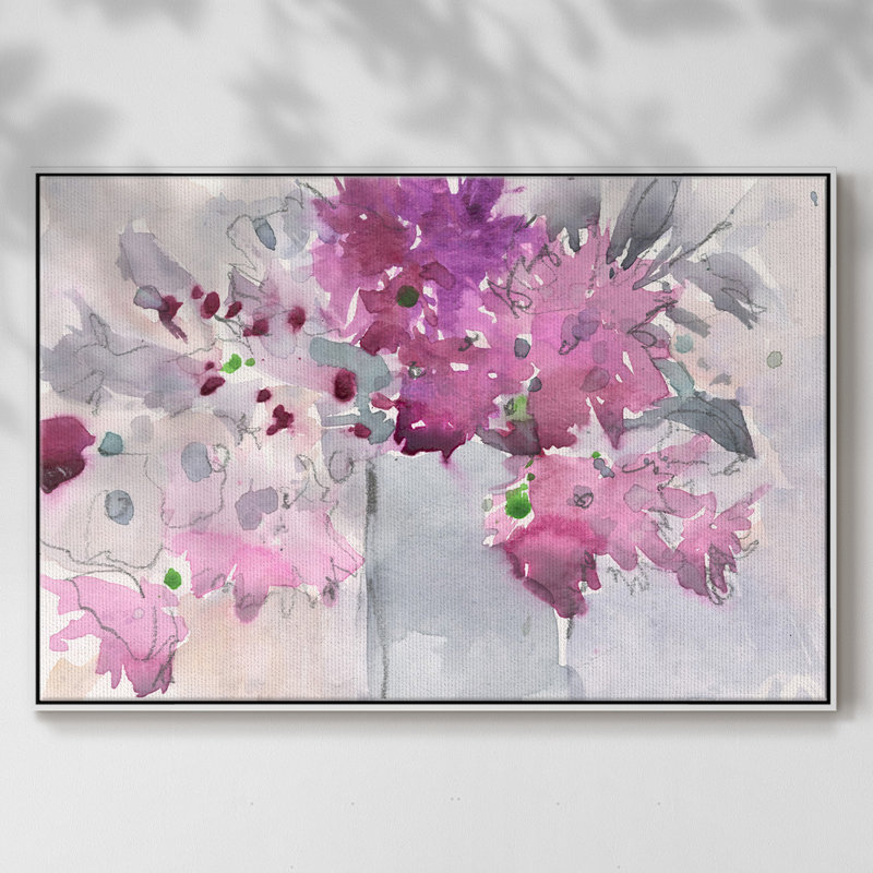 Cadre floral I, toile encadrée de qualité supérieure - prête à être accrochée, H 27 po x l 41 po x P 2 po