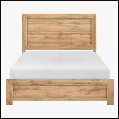 Natural Finish Queen Bed with Rustic Charm, Contemporary Design, and Easy Assembly for Modern Bedrooms