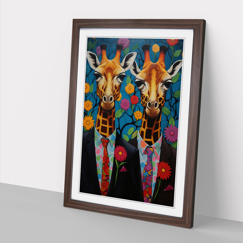 Giraffe Contemporary No.2 - Framed Print, Walnut, 46cm H x 34cm W x 2cm D