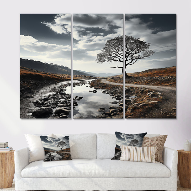 «Mountain Tree Minimalisme Charm I - Landscape Mountains», ensemble de reproduction d'art mural, H 28 po x l 36 po x P 1 po