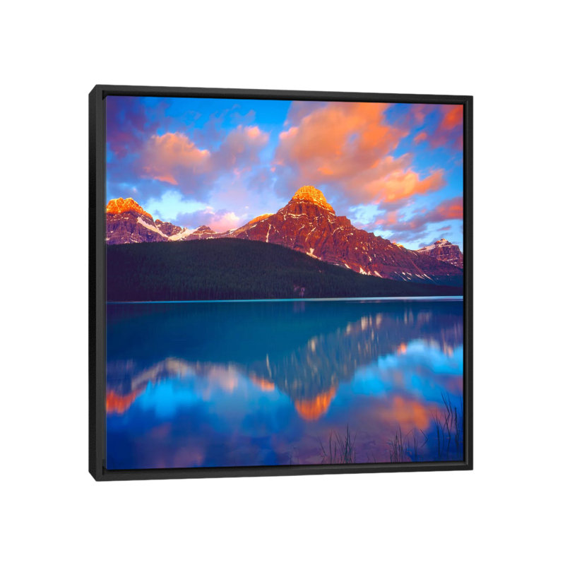 « aube », reproduction de photo sur toile, H 37 po x l 37 po x P 1,5 po, Toile avec cadre flottant noir, Pas de tapis