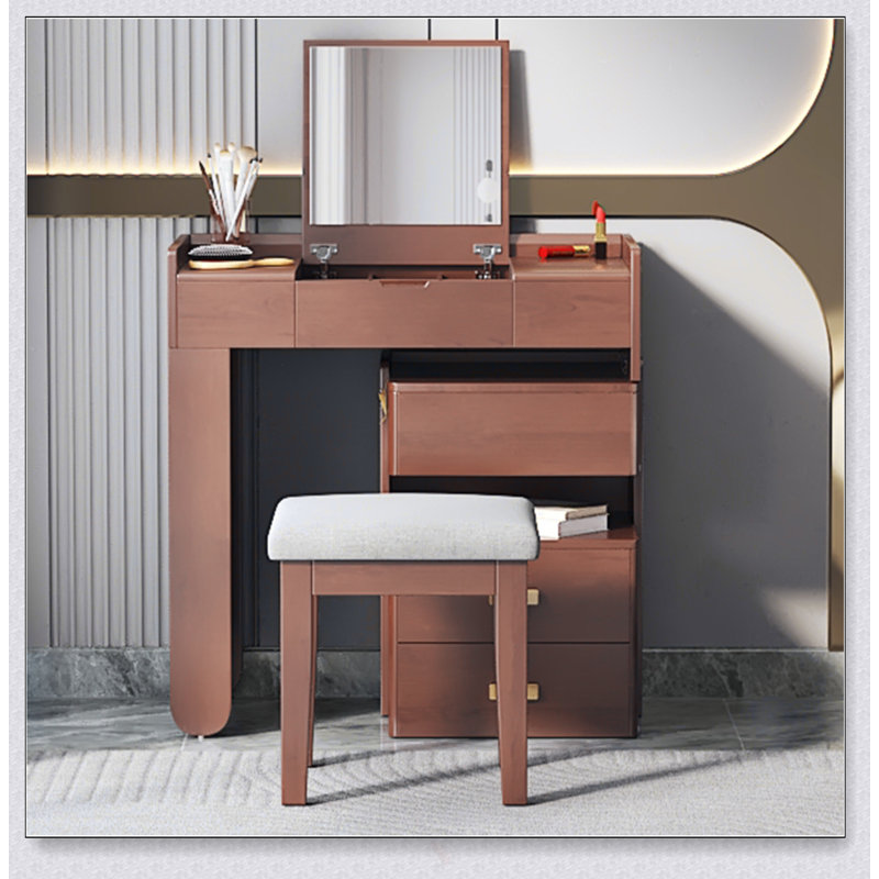 3-In-1 Makeup Vanity Desk With Flip-Top Mirror, LED Lighting, Adjustable Length & Ample Drawers - Stylish Multi-Functional Dressing Table For Home