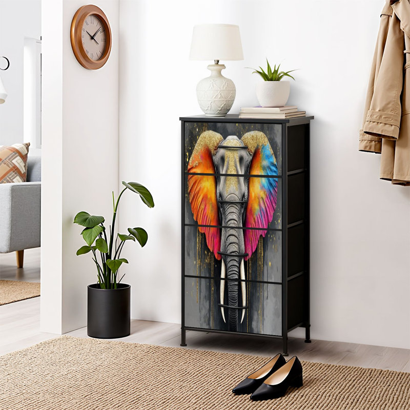 Commode pour commode de chambre à coucher Élégant or gris à imprimé élégant