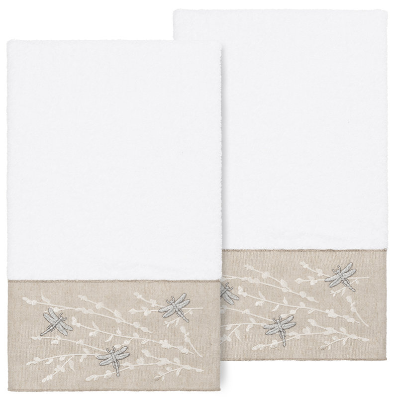 Ensemble de 2 serviettes de bain en coton turc Braelyn, Blanc
