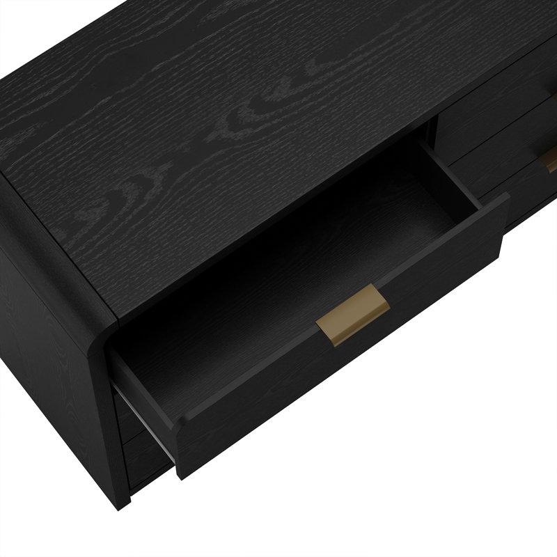 Commode double à 6 tiroirs 60 po Grace, Black/Gold
