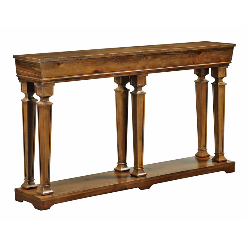 Stable Oak Console Table With Rectangular Top And Shelf Classic Leg Structure A Functional For Display Storage