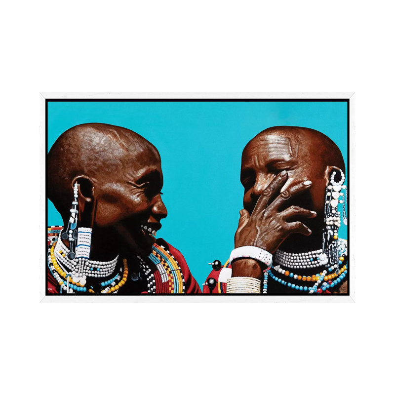 Soul Sisters by Christian Beijer - Print on Canvas, 45.72cm H x 66.04cm W x 3.81cm D, White Framed