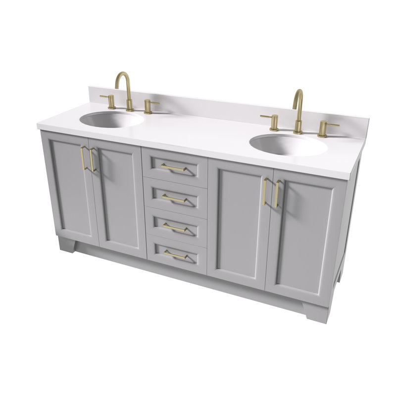 73 IN.  Single Bathroom Vanity, Carrara Marble, Oval , Gray