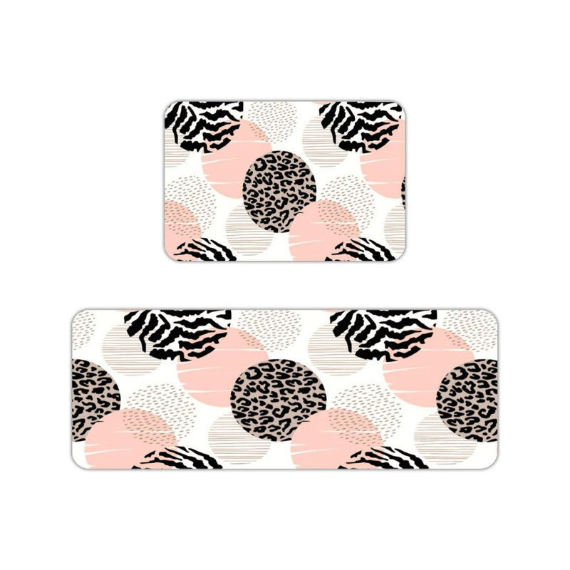 Tapis de cuisine à imprimé léopard rose, ensemble de 2 tapis décoratifs Boho pour la cuisine et le vestibule