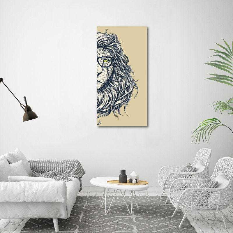 Hipster Lion - Wrapped Canvas Print, 120cm H x 60cm W