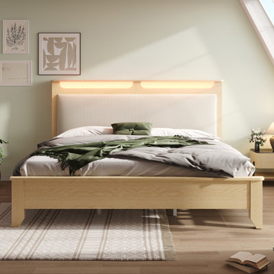 Wood Bed With Headboard Storage