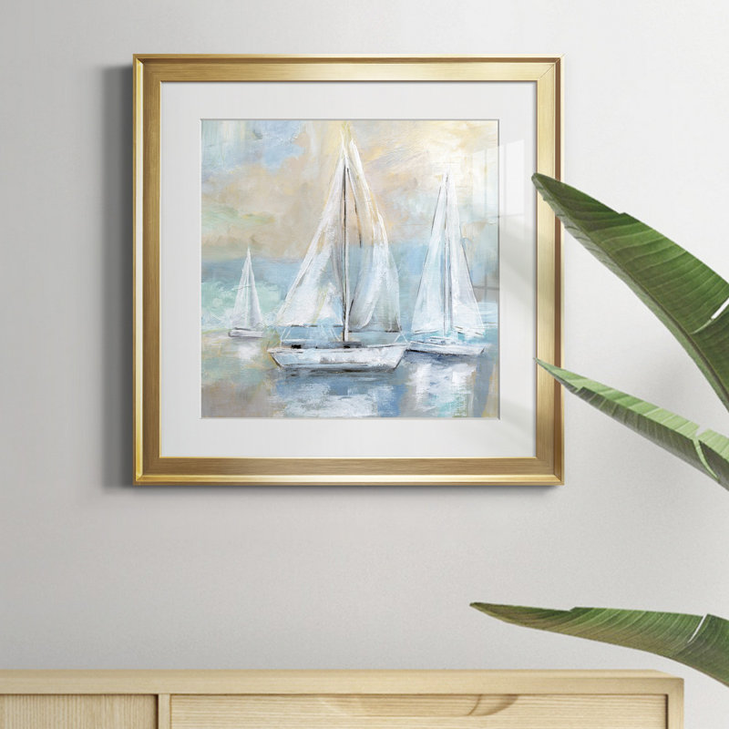 «Sail Away» - Cadre photo, reproduction d'art sur toile, H 34,5 po x l 34,5 po x P 1,5 po, Cadre doré