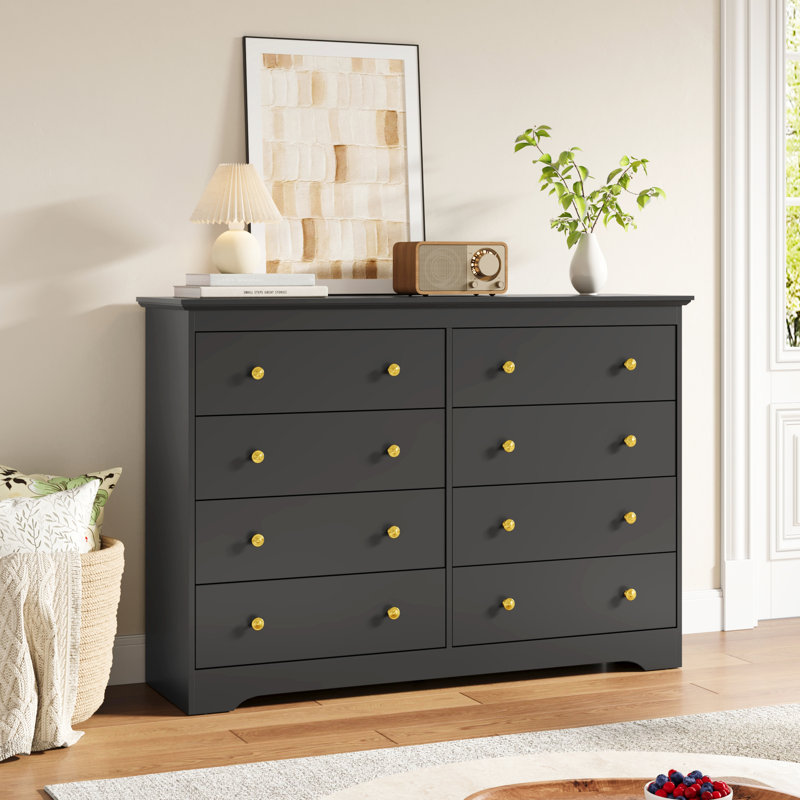 Commode moderne 8 tiroirs l 55 ", commode double pour chambre à coucher et salon