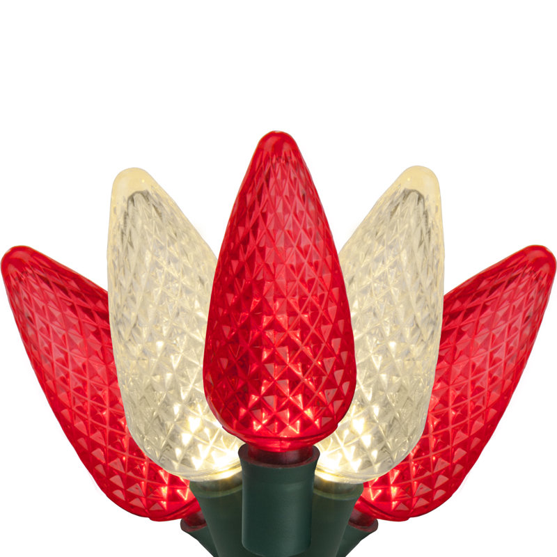 C9 LED Christmas String Light, Red/Warm White, 16.3' L, 24