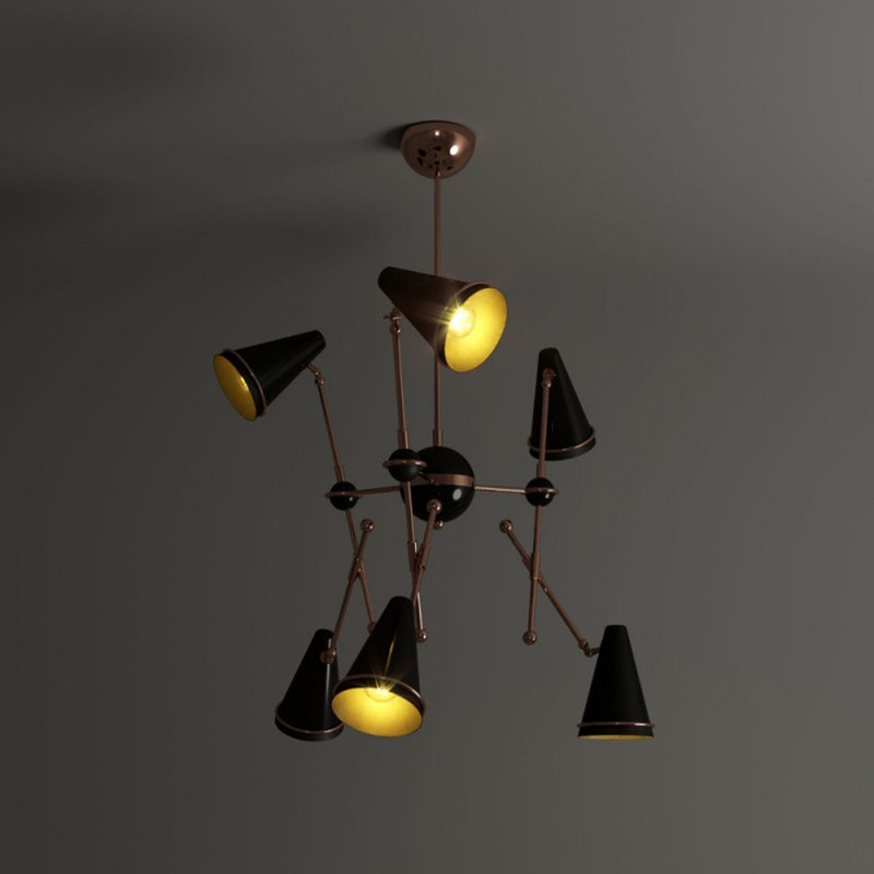 Lustre à intensité variable Tophane, Laiton brossé, Rose laqué, 29" Diameter x 17" Height