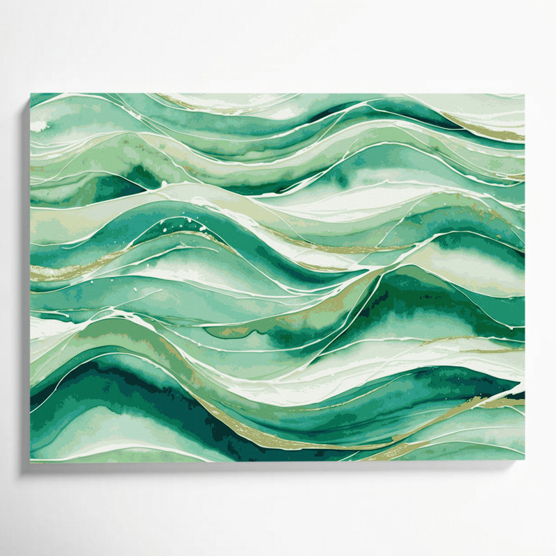 Art nautique vert sur toile vert nautique, H 16 po x l 20 po