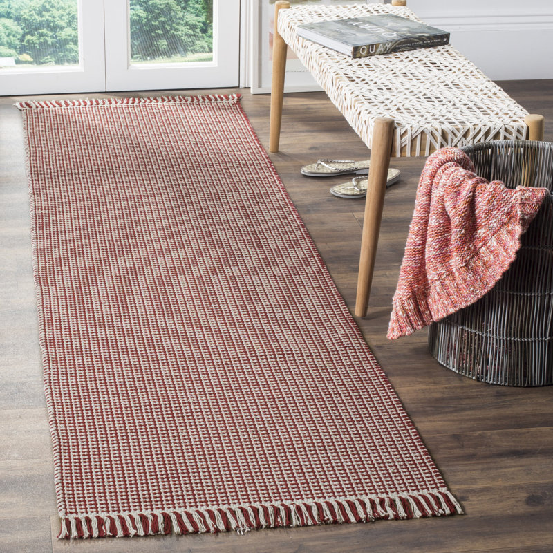 Tapis géométrique en coton tissé à la main Melaina, Tapis de couloir 2 pi 3 po x 8 pi