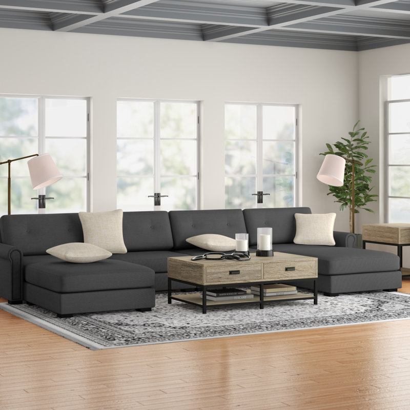 Mosely Upholstered U-Shaped Sectional Symmetrical, Charcoal Revolution®