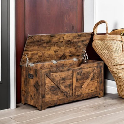 Storage Chest Storage Trunk With 2 Safety Hinges Storage Bench Shoe Bench Farmhouse Style For Entryway Bedroom Living Room Rustic ULSB060T01