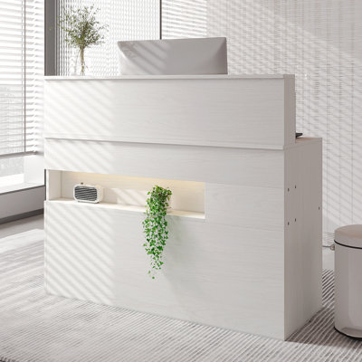 Jaquai Rectangle Manufactured Wood Reception Desk with Filing Cabinet with Power Outlet