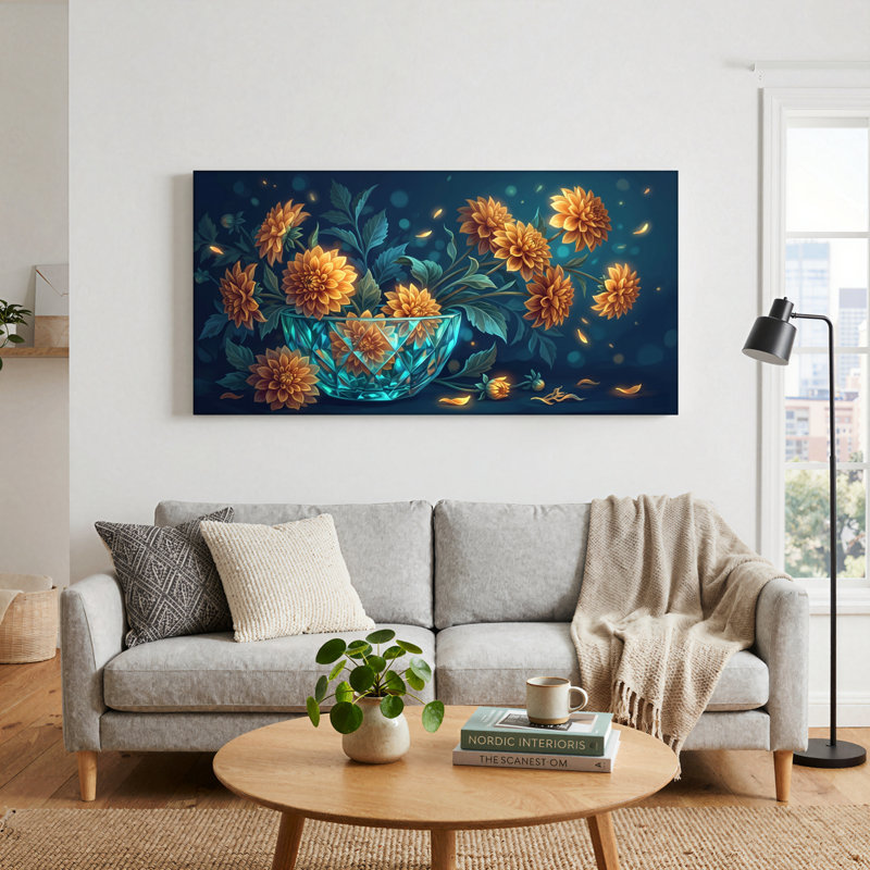 "Floral Vase", reproduction d'art sur toile, ensemble de 1, Toile tendue, L 32 po x H 16 po